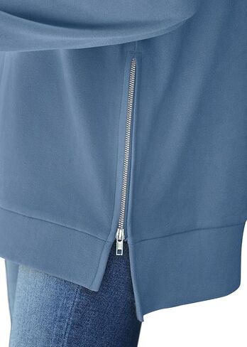 WIHOLL Women's Oversized Lightweight Sweatshirt with Side Slit Zipper Soft Crew Neck Pullover Long Sleeve Tops 2024 Fashion in Saudi Arabia