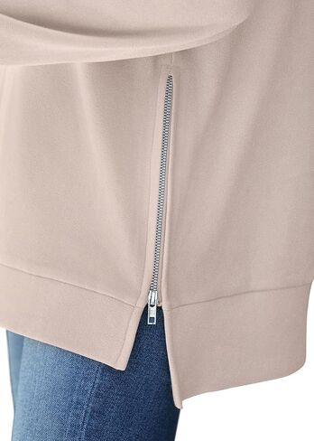 WIHOLL Women's Oversized Lightweight Sweatshirt with Side Slit Zipper Soft Crew Neck Pullover Long Sleeve Tops 2024 Fashion in Saudi Arabia