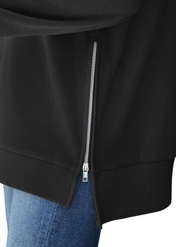 WIHOLL Women's Oversized Lightweight Sweatshirt with Side Slit Zipper Soft Crew Neck Pullover Long Sleeve Tops 2024 Fashion in Kuwait