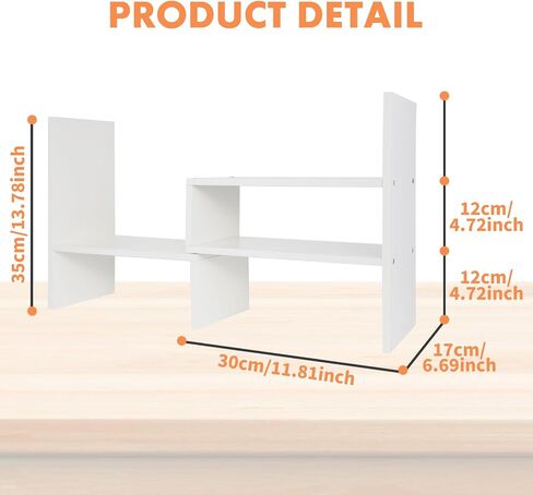 PowerKing Wood Desktop Organizer, Adjustable Display Shelf Rack for Home Office Desktop Storage Supplies Organization (White) in Kuwait
