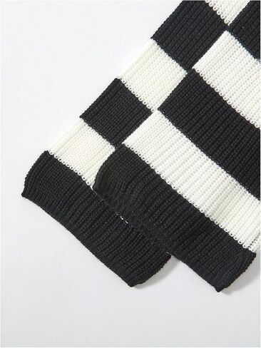MakeMeChic Girl's Colorblock Striped Round Neck Sweater Casual Long Sleeve Loose Pullover Tops in Saudi Arabia