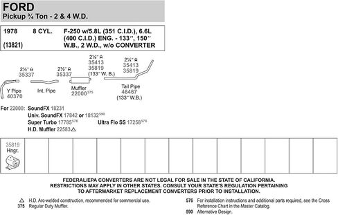 Walker 40370 Exhaust Y Pipe 2.5" Outlet (OD) for Chevrolet C10 in Saudi Arabia