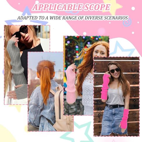 6Pairs Cute Arm Warmers Kawaii Warmers Sleeves, 6Colors Y2k Harajuku Japanese Style Long Fingerless Gloves for Women Girls Teens, Cold Weather Fsahion Arm Sleeve Thumb Hole Gloves in Saudi Arabia