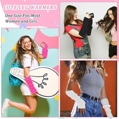 6Pairs Cute Arm Warmers Kawaii Warmers Sleeves, 6Colors Y2k Harajuku Japanese Style Long Fingerless Gloves for Women Girls Teens, Cold Weather Fsahion Arm Sleeve Thumb Hole Gloves in Saudi Arabia