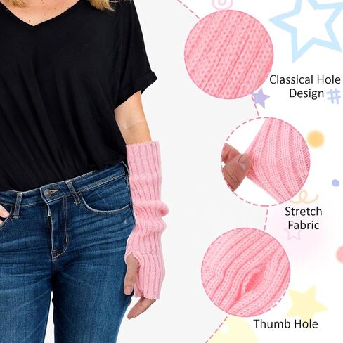6Pairs Cute Arm Warmers Kawaii Warmers Sleeves, 6Colors Y2k Harajuku Japanese Style Long Fingerless Gloves for Women Girls Teens, Cold Weather Fsahion Arm Sleeve Thumb Hole Gloves in Saudi Arabia