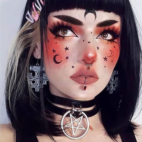 16G Septum Nose Ring Hoop for Women Men 316L Stainless Steel Halloween Nose Rings Halloween Bat Helix Earrings Clicker Dangle Daith Tragus Cartilage Piercing Jewelry, 4PCS in Saudi Arabia
