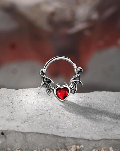 Jewseen Halloween Septum Rings Black Septum Jewelry Bat Wing Cartilage Earring Red Heart Helix Daith Conch Piercing Jewelry CZ Septum Rings 16g for Women Men in Saudi Arabia