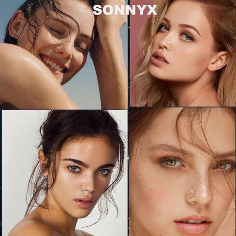 SONNYX 22 قطعة من حلقات الأنف المتدلية من الذهب عيار 14 قيراط، حلقات الأنف من الفولاذ الجراحي 316L، حلقات الأنف من الفولاذ الجراحي CZ على شكل حرف L، مجوهرات ثقب الأنف مضادة للحساسية للنساء والرجال 20 جرام in Kuwait