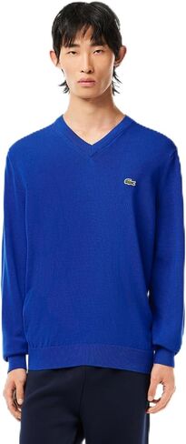 Lacoste Men's Monochrome Cotton V Neck Sweater in Saudi Arabia