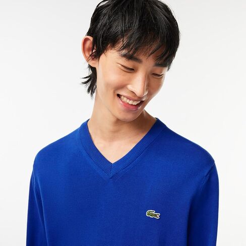 Lacoste Men's Monochrome Cotton V Neck Sweater in Saudi Arabia