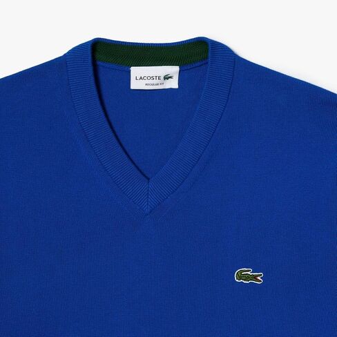 Lacoste Men's Monochrome Cotton V Neck Sweater in Saudi Arabia