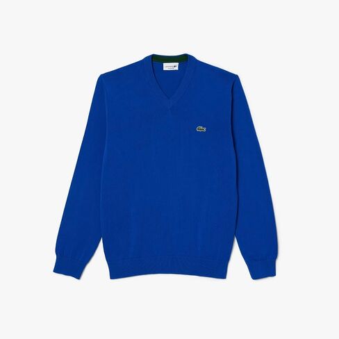 Lacoste Men's Monochrome Cotton V Neck Sweater in Saudi Arabia