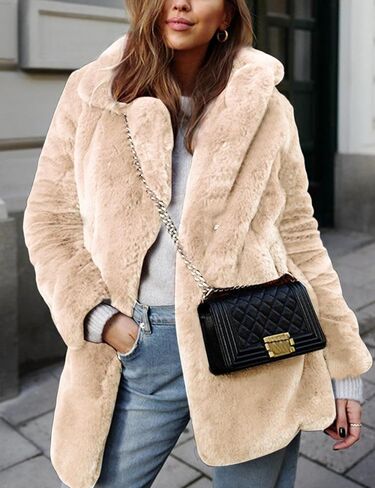 سترات نسائية شتوية من الفرو الصناعي من Wyeysyt، أزياء خريفية مفتوحة من الأمام، معطف طويل أشعث، ملابس خارجية in Kuwait