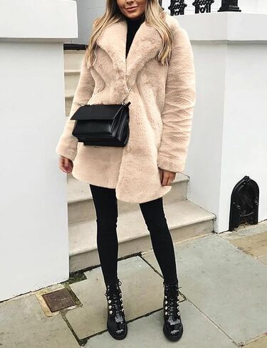 سترات نسائية شتوية من الفرو الصناعي من Wyeysyt، أزياء خريفية مفتوحة من الأمام، معطف طويل أشعث، ملابس خارجية in Kuwait