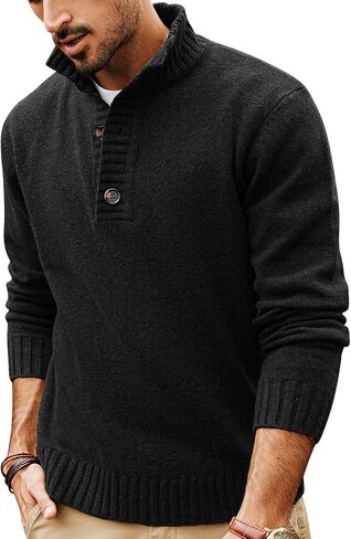 PJ PAUL JONES Mens Pullover Sweaters Quarter Button Sweater Stand Collar Knit Pullovers in Kuwait