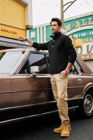 PJ PAUL JONES Mens Pullover Sweaters Quarter Button Sweater Stand Collar Knit Pullovers in Kuwait