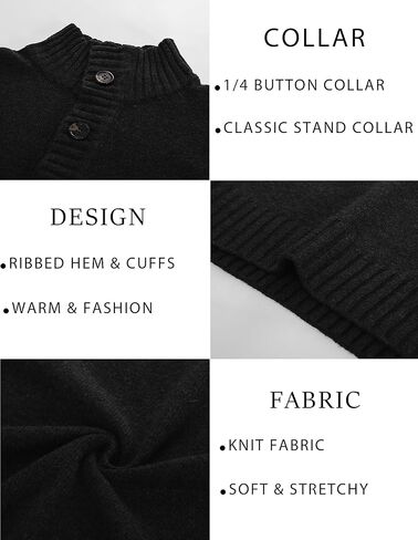 PJ PAUL JONES Mens Pullover Sweaters Quarter Button Sweater Stand Collar Knit Pullovers in Kuwait