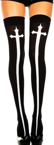 Halloween Thigh High Stockings Over Knee Long Socks Bloody Skeleton Nun Cross Tights Costume Party Favors for Women in Saudi Arabia