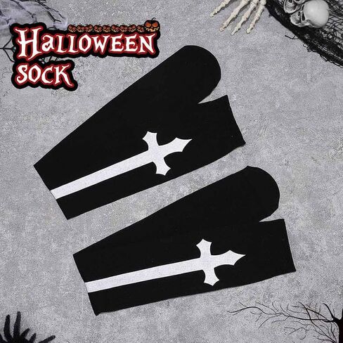 Halloween Thigh High Stockings Over Knee Long Socks Bloody Skeleton Nun Cross Tights Costume Party Favors for Women in Saudi Arabia