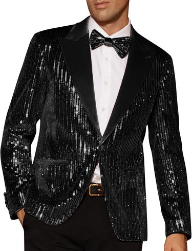 GRACE KARIN Mens Shiny Sequin Blazer Tuxedo One Button Slim Fit Suit Jacket for Party/Prom/Wedding in Saudi Arabia