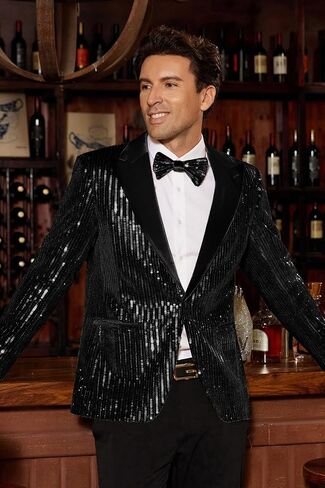 GRACE KARIN Mens Shiny Sequin Blazer Tuxedo One Button Slim Fit Suit Jacket for Party/Prom/Wedding in Saudi Arabia