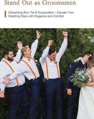 مجموعة ربطة عنق وحمالات رجالي فاخرة من Ultrashang: حمالة ظهر صلبة على شكل حرف Y وربطة عنق ذاتية - حفلات الزفاف التنكرية in Kuwait