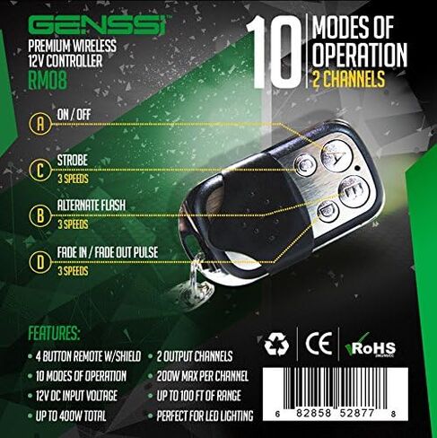 جهاز إرسال واستقبال لاسلكي 12 فولت 2 قناة عالي الطاقة تشغيل/إيقاف ستروب فلاش نبض LED قضبان إضاءة in Kuwait