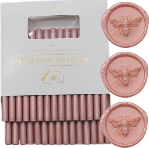 Wax Seal Sticks Rose Gold, 30pcs Glue Gun Wax Sealing Sticks for Wax Seal Stamp, Mini Wax Seal Gun Sticks Suit for 0.28'' Glue Gun Great for Wedding Invitations (Rose Gold) in Saudi Arabia
