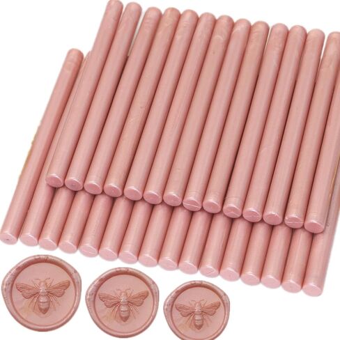 Wax Seal Sticks Rose Gold, 30pcs Glue Gun Wax Sealing Sticks for Wax Seal Stamp, Mini Wax Seal Gun Sticks Suit for 0.28'' Glue Gun Great for Wedding Invitations (Rose Gold) in Saudi Arabia