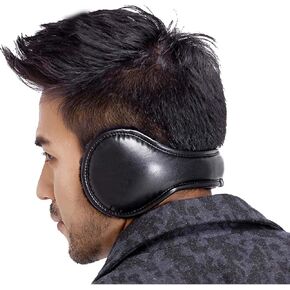 Foldable PU Leather Earmuff Faux Furry Behind Head Ear Warmer Unisex in Kuwait