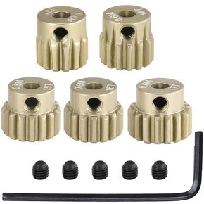 M0.6 Pinion Gear Set 3.175mm 18T 19T 20T 21T 22T 5PCS 7075Aluminum Alloy Metal Pinion Motor Gear for 1/10 RC Car Brushed Brushless Motor (5PCS)…