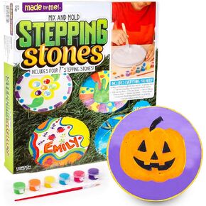 Made By Me Mix & Mold Big Gem Stepping Stones, Make Your Own Stepping Stones Kit, Create Two 9" Stepping Stones, For Kids Ages 6, 7, 8, 9, 10, Great Birthday Party Idea, Spring & Summer Craft Activity