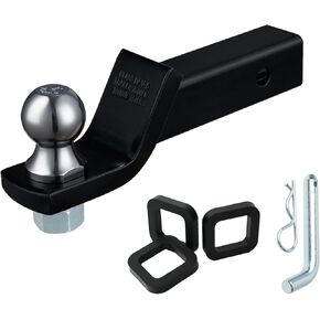 TOPSHINE Trailer Hitch Ball Mount with 2 in Ball & Hitch Pin, Heavy Duty Steel Fits 2 Inch Receiver, 7500lbs Capacity, 2-in Drop, 3pcs Hitch Receiver Silencer Pad Included, Black