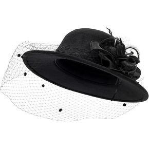 Women Organza Church Kentucky Derby Bowler Female Hat Banquet Bridal Dress Cap Hat