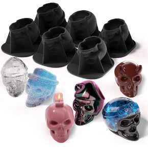 Readaeer Skull Silicone Molds, 6 Style Skull Molds, 3D Large Silicone Molds for Resin, Ice, Chocolate, Soap, Clay, Candle Wax Casting, Halloween Home Decoration