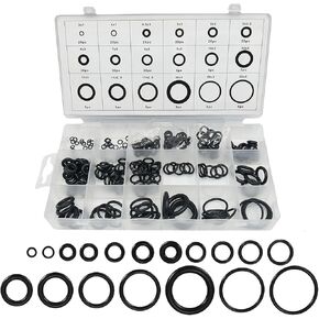 225 PCS O-Ring Assortment Kit Set, Rubber Gasket AC System Seal Kits, Professional Air Conditioning Compressor Washer Orings Classification Set for Car Repair, Plumbing