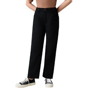 Verdusa Girl's Casual Elastic High Waist Wide Leg Denim Pants Jeans