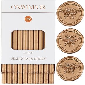 Red Gold Wax Seal Sticks, ONWINPOR 20pcs Wax Sealing Sticks for 0.28'' Glue Gun, Wax Seal Stamp, Wedding Invitations, Envelope, Christmas Gift Ideas (Red Gold)