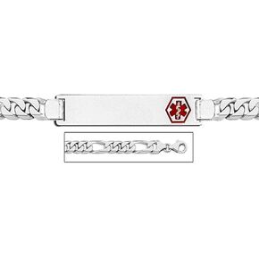 PicturesOnGold.com Sterling Silver Medical ID Bracelet W/Figaro Chain - 7-1/2 Inch