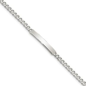 925 Sterling Silver Engraveable Curb Link Name Bar Identification ID Bracelet