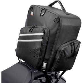 KEMIMOTO Motorcycle Sissy Bar Bag 40L Large Capacity Backpack Helmet Tail Bag with Waterproof Zipper Motorcycle Luggage Rack Bag Compatible with Touring Trike Adventure for Trip Camping Outdoor