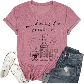 هالوين الساحرات قميص المرأة منتصف الليل Margaritas تي شيرت الجدة الرسم ويتشي حفلة تيز العملي ماجيك قميص