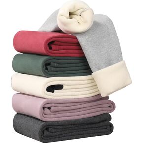 6 Pack Girls Winter Fleece Lined Leggings Cotton Pants Toddler Kids Thick Warm Pants Girls High Waist Leggings