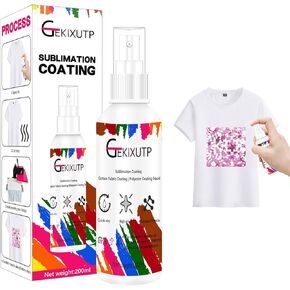 GEKIXUTP 200 ml Sublimation Spray for Cotton Tshirts,Sublimation Coating Spray for T-Shirts,Canvas, Polyester Fabric,Quick Dry, High Gloss,Polyester Spray for Sublimation