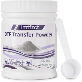DTF Powder White 400g/ 14.1 oz, Hot Melt Adhesive Digital DTF Powder for Sublimation, DTF PreTreat Transfer Powder for All Fabric, Compatible with DTF and DTG Printers