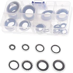 Pack-30 Car Air Conditioning Compressor Repair Gasket Combination Set, 8 SPECs High Temperature Resistant Flexible Washer, Cooling Pump Seal Ring with Storage Box, Universal for Cars (Red) in Kuwait
