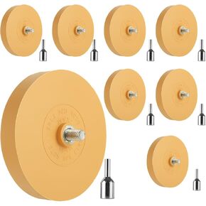 MIVIDE 8 Pack Decal Remover Eraser Wheel Tool Kit with Adapter 3.46 inch Rubber Power Drill Eraser Wheel Adhesive Remover Wheel Tool Set for Cars, RV, Boats
