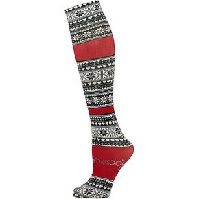 Hocsocx Fair Isle Red Socks Performance Liner Moisture-Wicking Protection for Field Hockey, Ice Hockey, and Soccer