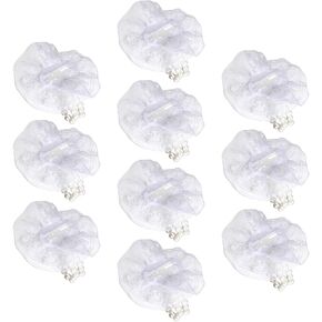 10pcs Pearl Wrist Corsage Bracelets, Lace Corsage Wristlet Band Elastic Wrist Corsage Stretch Bracelets Elegant DIY Wrist Corsage Kit for Wedding Bride Girls Gift Prom (White Lace)