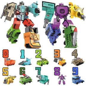Number Robot Toys - Large Number Learning Toys for Toddlers - Transform Robot Toys for Kids - 10Pcs DIY Toy Cars for Boys Girls - Number Educational Toys for Preschool Learning Activities in Saudi Arabia